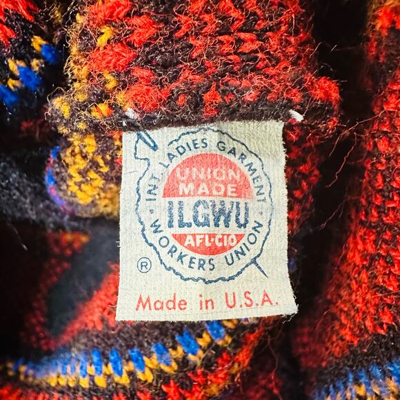 Vintage Union Made USA 70s Tie Front Nordic Short Sleeve Cardigan Sweater - Picture 5 of 5